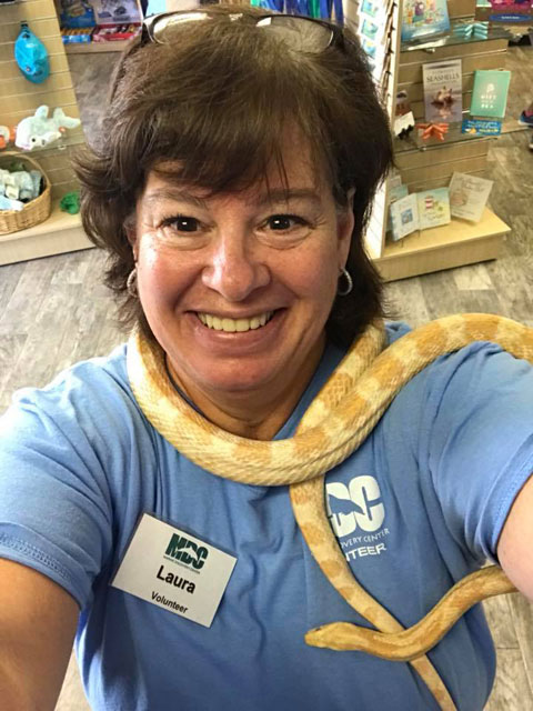 Laura bonds with our corn snake, Eco