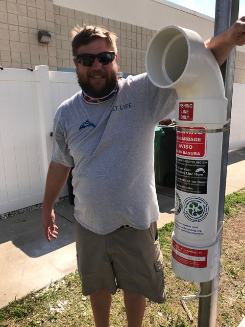 Chris collects fishing line from 19 area recycling containers